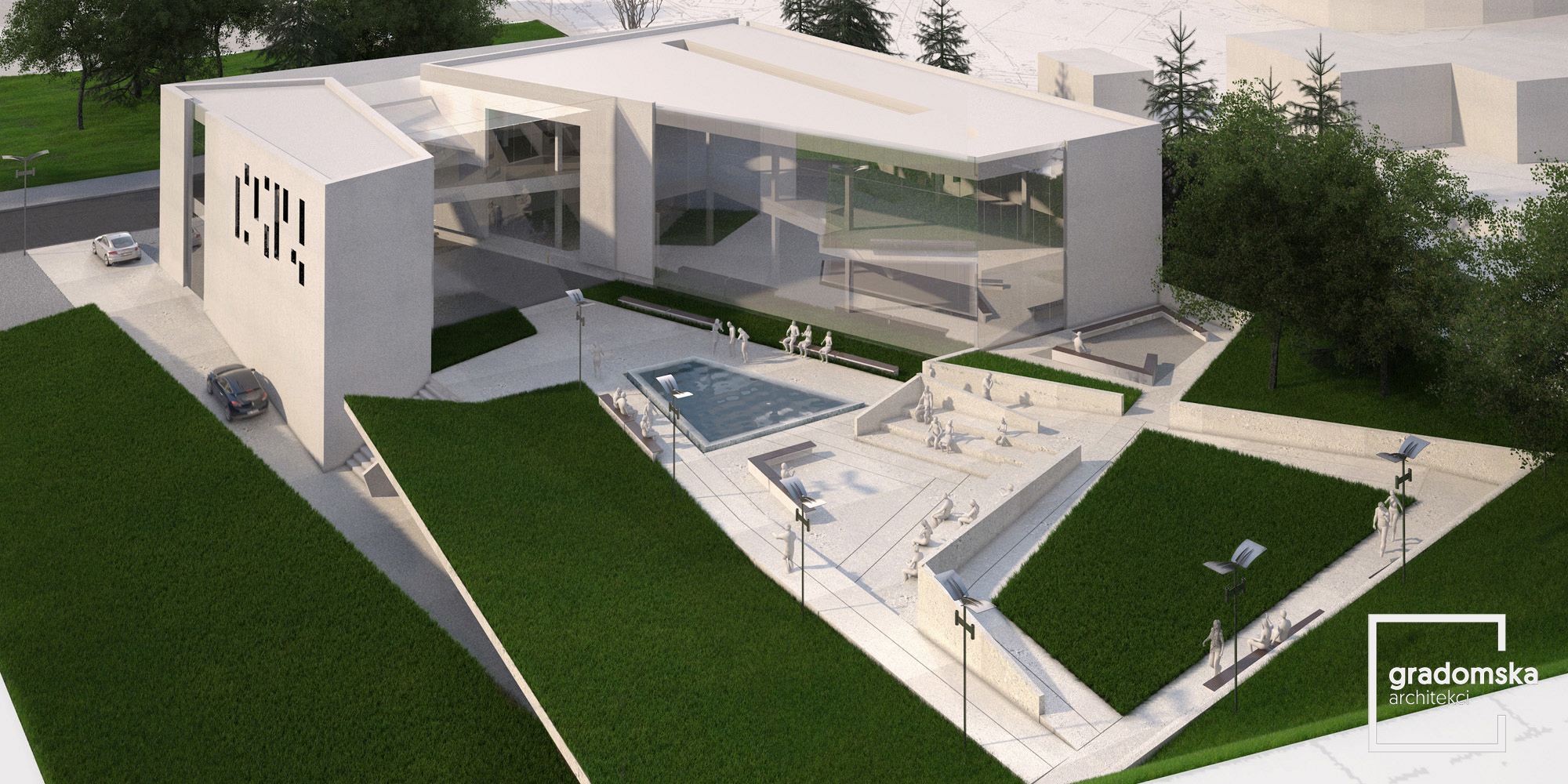 Projekt koncepcyjny biblioteki miejskiej w Świeciu. Gradomska Architekci. Wizualizacja 2