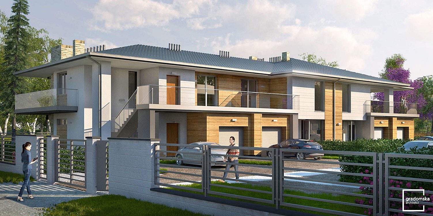 Osiedle, zabudowa szeregowa - Projekt I etapu osiedla Kąkolowa Aleja, Aleksandrów Łódzki, ul. Kąkolowa. Wizualizacja-1