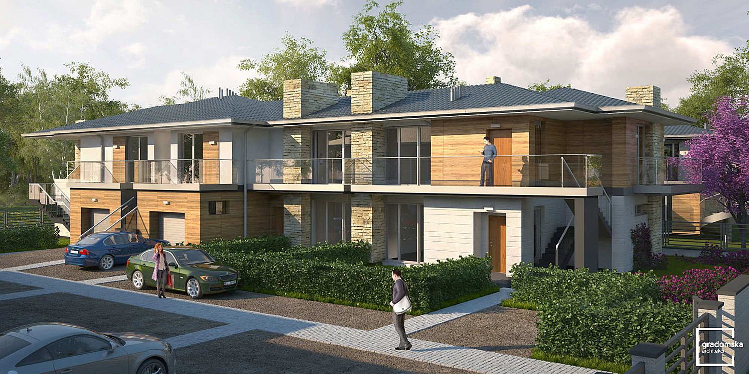 Osiedle, zabudowa szeregowa - Projekt I etapu osiedla Kąkolowa Aleja, Aleksandrów Łódzki, ul. Kąkolowa. Wizualizacja-2