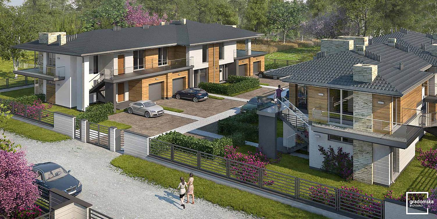 Osiedle, zabudowa szeregowa - Projekt I etapu osiedla Kąkolowa Aleja, Aleksandrów Łódzki, ul. Kąkolowa. Wizualizacja-4