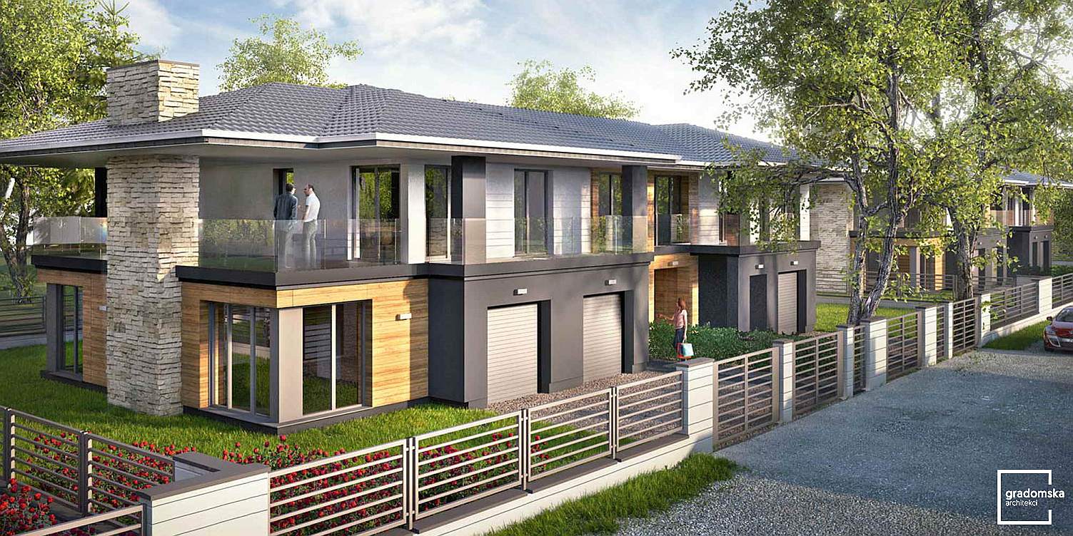 Osiedle, zabudowa szeregowa - Projekt II etapu osiedla Kąkolowa Aleja, Aleksandrów Łódzki, ul. Kąkolowa. Wizualizacja-2