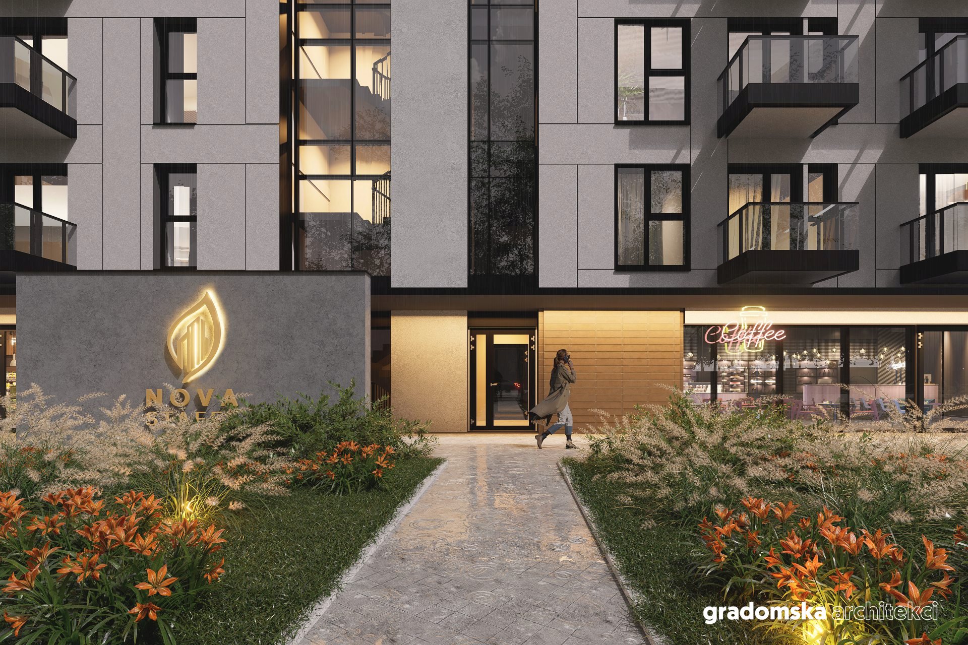 Projekt budyneku mieszkalnego wielorodzinnego, Zgierz. Gradomska Architekci. Wizualizacja 2