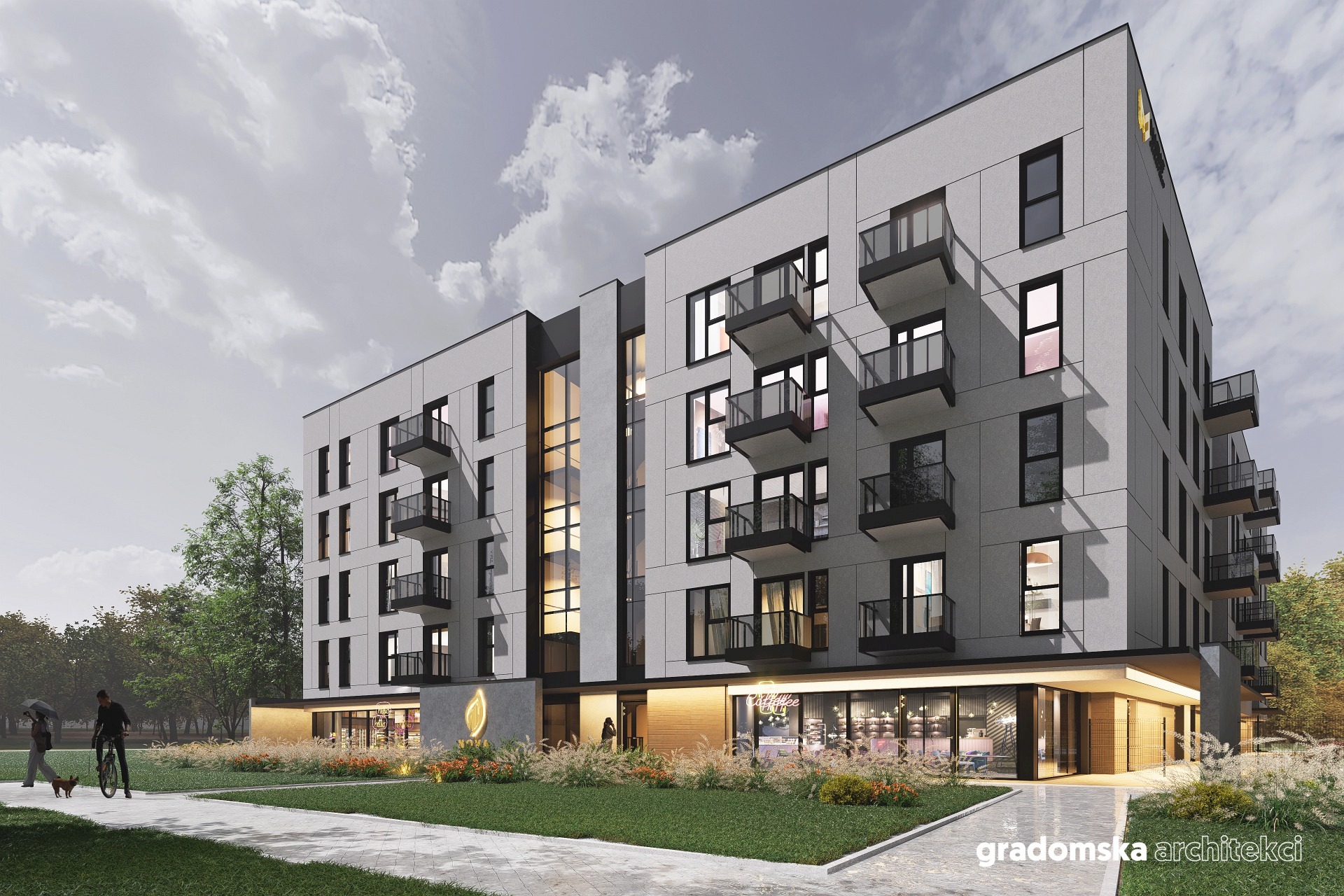 Projekt budyneku mieszkalnego wielorodzinnego, Zgierz. Gradomska Architekci. Wizualizacja 3