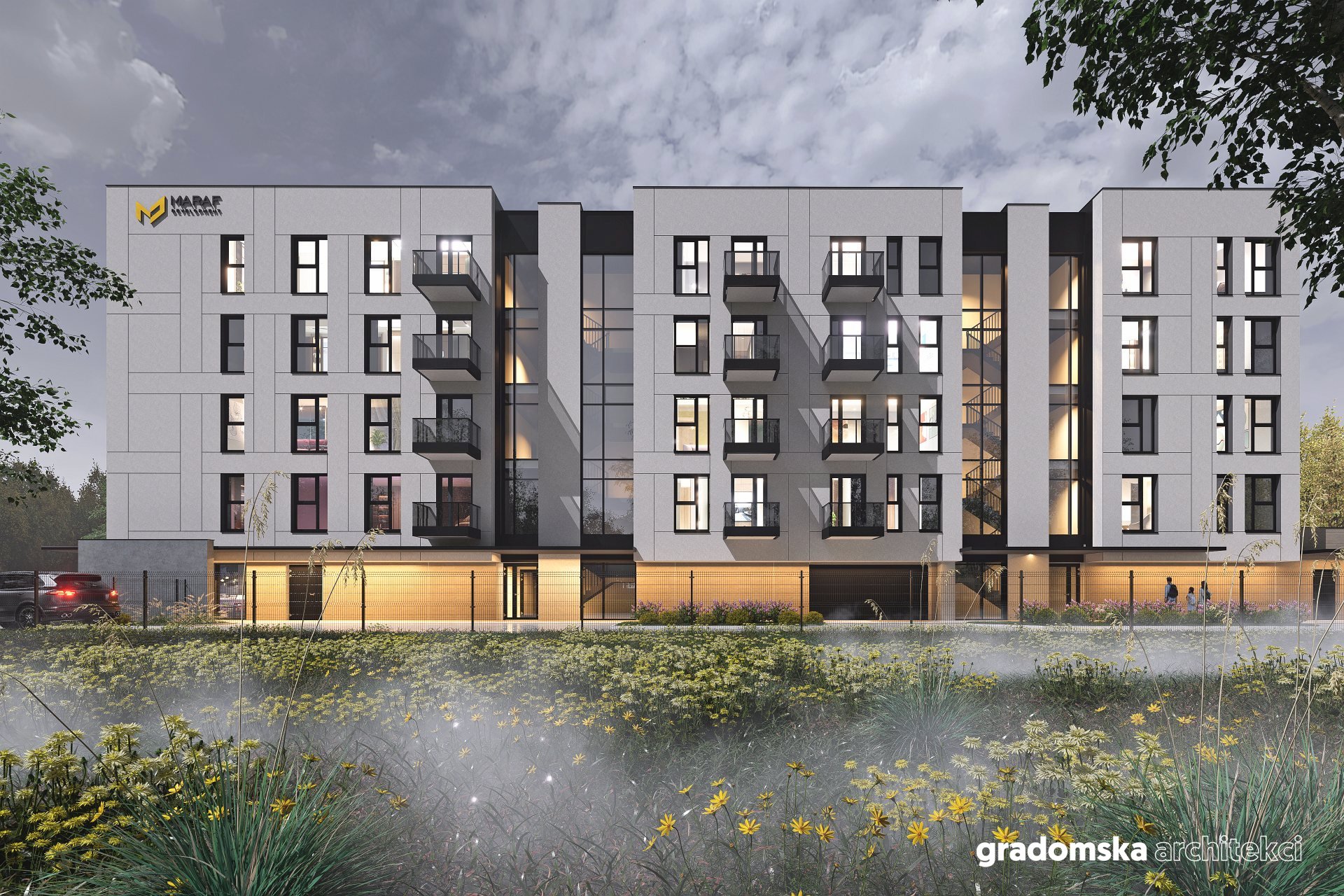 Projekt budyneku mieszkalnego wielorodzinnego, Zgierz. Gradomska Architekci. Wizualizacja 6