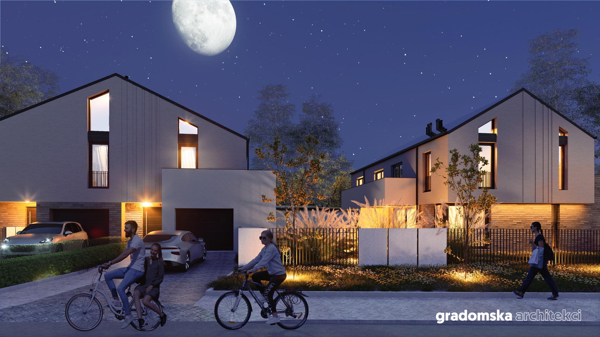 Projekt osiedla budynków jednorodzinnych wolnostojących dwulokalowych. Gradomska Architekci. Wizualizacja 4